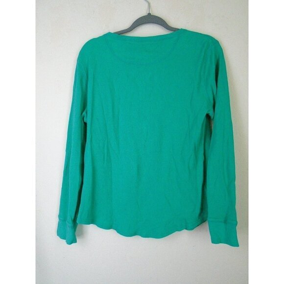 American Living Green XL Waffle Button Henley Shirt Women - Picture 9 of 10